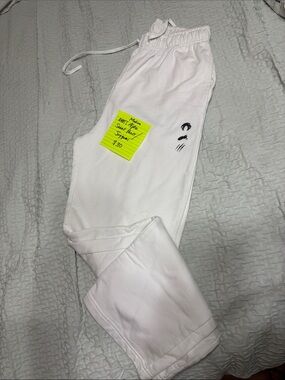 Alphalete White Kids Sweatpants with Small Black Accent